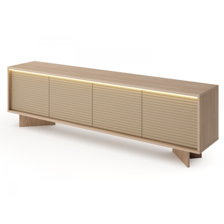 Ryflowana szafka RTV 200 cm  stolik pod telewizor + LED SIMO